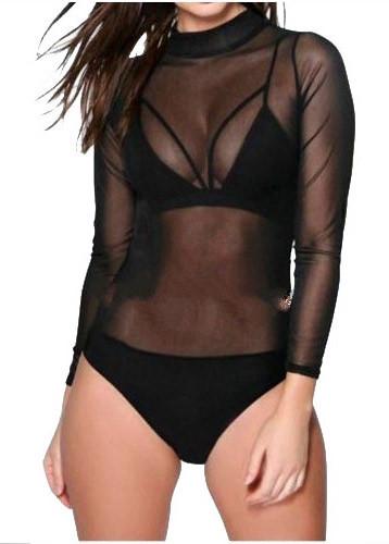 Body Tule Manga Longa Gola Alta