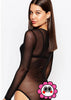 Body Preto Basico Tule Transparente Manga Longa