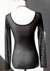 Body Feminino Tule Transparente e Manga Longa