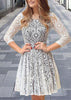Vestido de Renda Curto Branco Rodado para Festa Reveillon