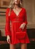 Vestido Curto Rodado com Renda