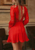 Vestido Curto Rodado com Renda