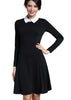 Vestido Preto Curto Evasê Manga Longa