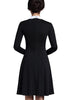 Vestido Preto Curto Evasê Manga Longa