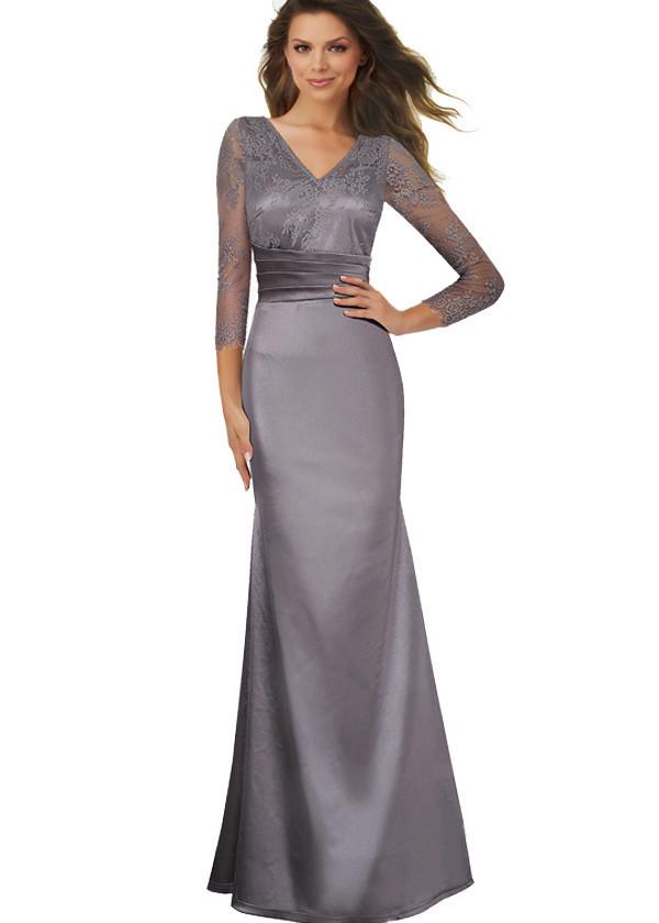 Vestido Longo Cetim e Tule Bordado Para Formatura