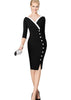 Vestido Midi Tubinho Preto com Botão