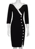 Vestido Midi Tubinho Preto com Botão