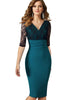 Vestido Midi Tubinho Com Renda E Cintura Alta
