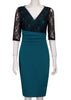Vestido Midi Tubinho Com Renda E Cintura Alta