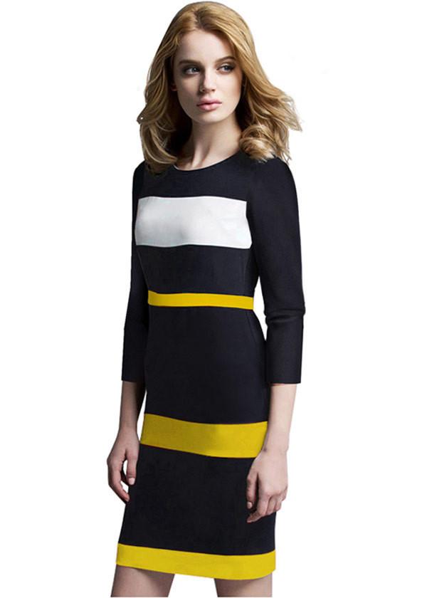Vestido Midi Tubinho Tricolor