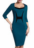 Vestido Midi Tubinho Decote Quadrado Para Trabalhar
