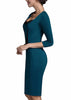 Vestido Midi Tubinho Decote Quadrado Para Trabalhar