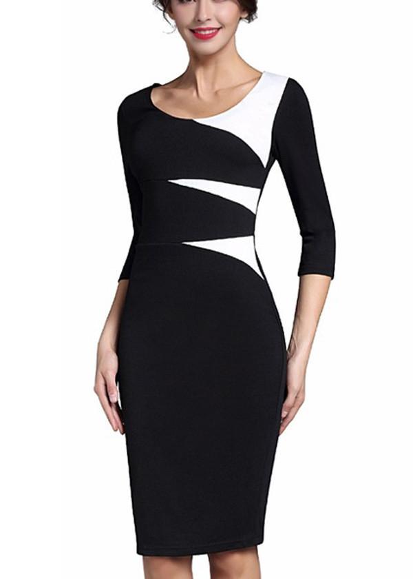 Vestido Tubinho Preto com Manga 3/4