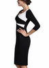 Vestido Tubinho Preto com Manga 3/4