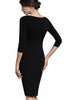 Vestido Tubinho Preto com Manga 3/4