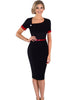 Vestido Midi Tubinho Manga Curta Para Trabalhar