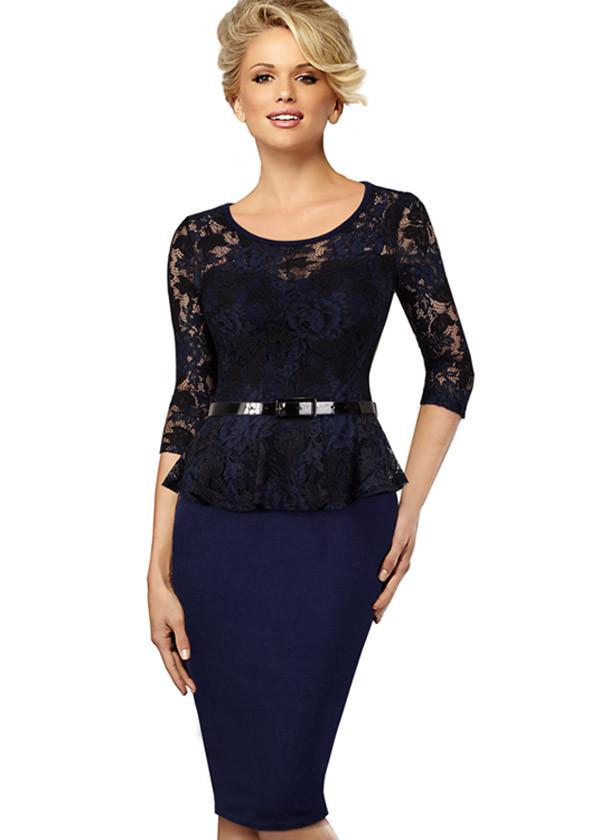 Vestido Peplum Com Renda Para Trabalhar