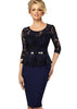 Vestido Peplum Com Renda Para Trabalhar