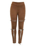 Calça Legging Suede com Ilhós