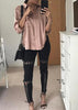 Calça Legging Suede com Ilhós