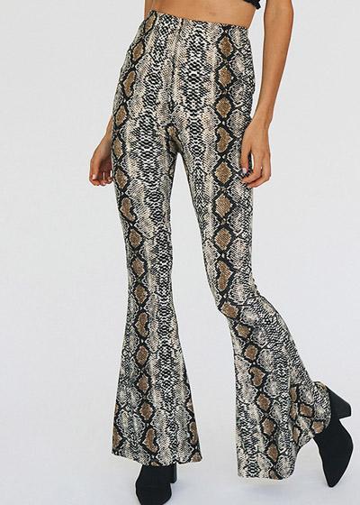 Calça Flare Estampa Cobra Cintura Alta
