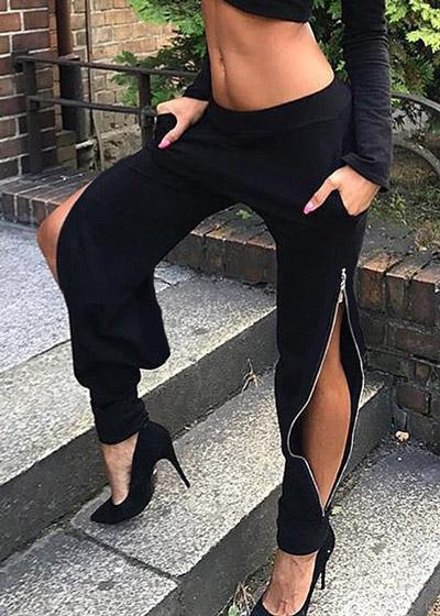 Calça Jogging Feminina Com Ziper Nas Laterais