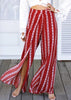 Calça Pantalona Estampada com Fenda