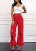 Calça Flare Fenda com Corrente
