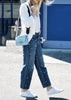 Calça Jeans Bordada com Perola