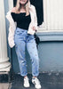 Calça Jeans com Pérolas
