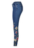 Calça Jeans Bordada com Flores