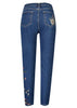 Calça Jeans Bordada com Flores