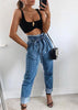 Calça Capri Jeans Cintura Alta com Cinto