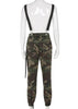 Calça Cargo Camuflada Feminina com Suspensório