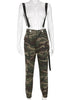 Calça Cargo Camuflada Feminina com Suspensório