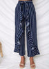 Calça Pantalona Listrada com Babados