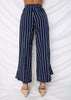 Calça Pantalona Listrada com Babados