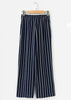 Calça Pantalona Listrada com Babados