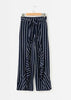 Calça Pantalona Listrada com Babados
