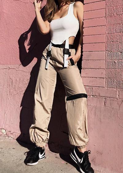 Calca Jogger Feminina Bege Preto