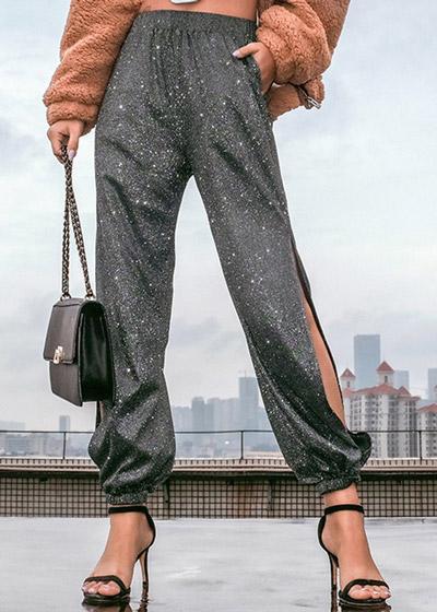 Calça Jogger Feminina Brilho com Abertura Lateral