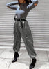 Calça Jogger Feminina Cetim Cintura Alta com Bolsos