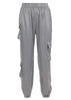 Calça Jogger Feminina Cetim Cintura Alta com Bolsos