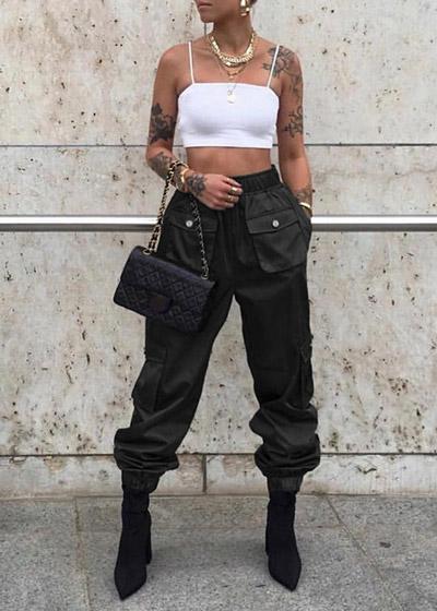 Calça Cargo Jogger Feminina Cintura Alta com Bolsos