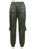 Calça Cargo Jogger Feminina Cintura Alta com Bolsos