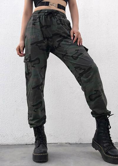 Calça Jogger Camuflada Feminina Cintura Alta com Bolsos