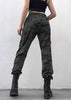 Calça Jogger Camuflada Feminina Cintura Alta com Bolsos