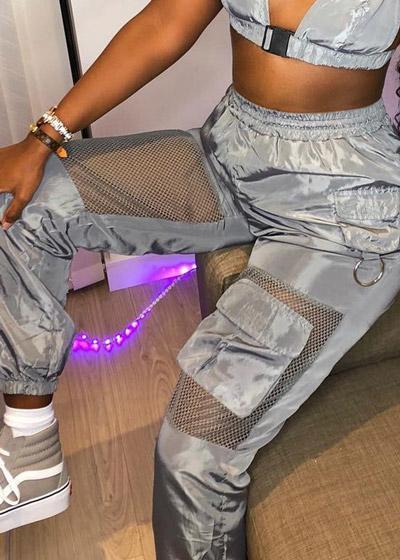 Calça Cargo Feminina Larga Cintura Alta com Bolsos