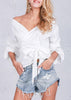 Blusa de Babado com Amarração na Cintura
