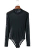 Body Tule Transparente Manga Longa